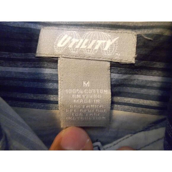 Utility brand Mens Vertical blue striped button down - Picture 3 of 5